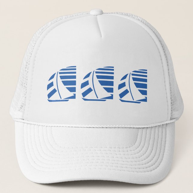 Blue Racing Sail Boats Hat Truckerkappe (Vorderseite)