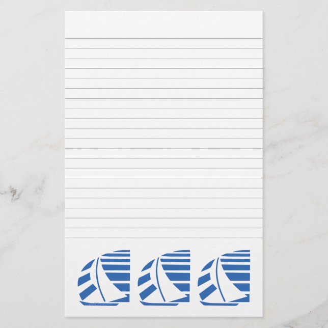 Blue Racing Sailboote Lined Stationery Briefpapier (Vorderseite)