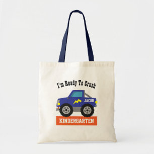 Blue Racing Truck Crush Kindergarten Boys Tragetasche