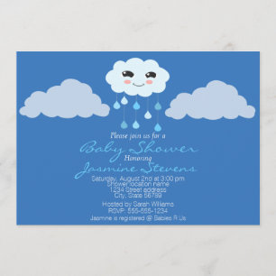 Blue Rain Cloud Baby Dusche Einladung