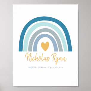 Blue Rainbow Baby Personalisiert Birth Stats Poste Poster