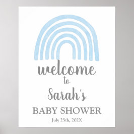 Blue Rainbow Baby Shower Boy Begrüßungszeichen Poster