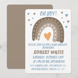 Blue Rainbow Baby Shower Boy Einladung