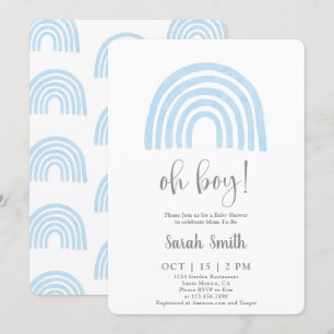 Blue Rainbow Baby shower garçon Invitation