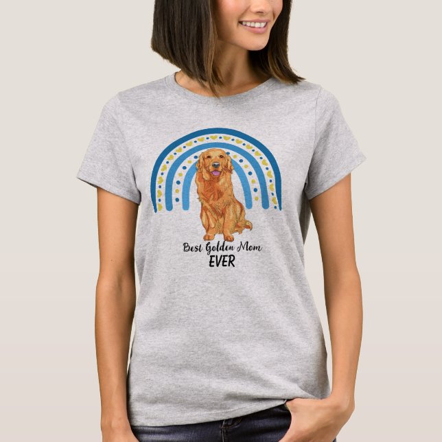 Blue Rainbow Best Golden Chien Maman T-shirt (Devant)