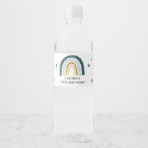 Blue Rainbow Birthday Party Water Flasche Labels