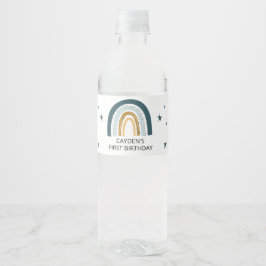Blue Rainbow Birthday Party Water Flasche Labels