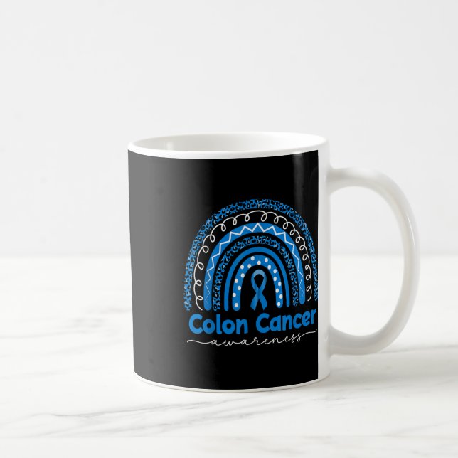 Blue Rainbow Blue Colon Cancer Bewusstsein Kaffeetasse (Rechts)
