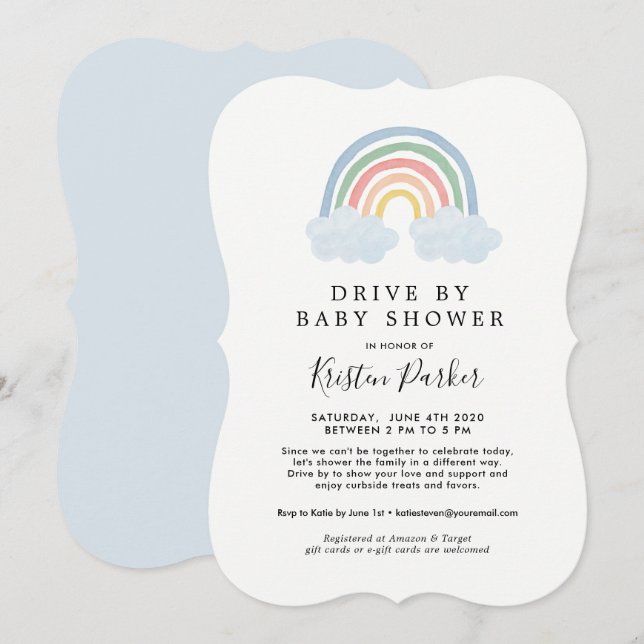 Blue Rainbow Drive by Baby Shower Einladungen (Vorne/Hinten)