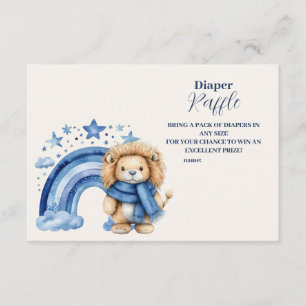 Blue Rainbow Lion Baby Shower Diapper Raffle Begleitkarte