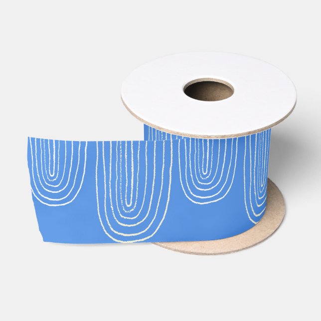 Blue Rainbow Mid Century Hanukkah Satinband (Spule)