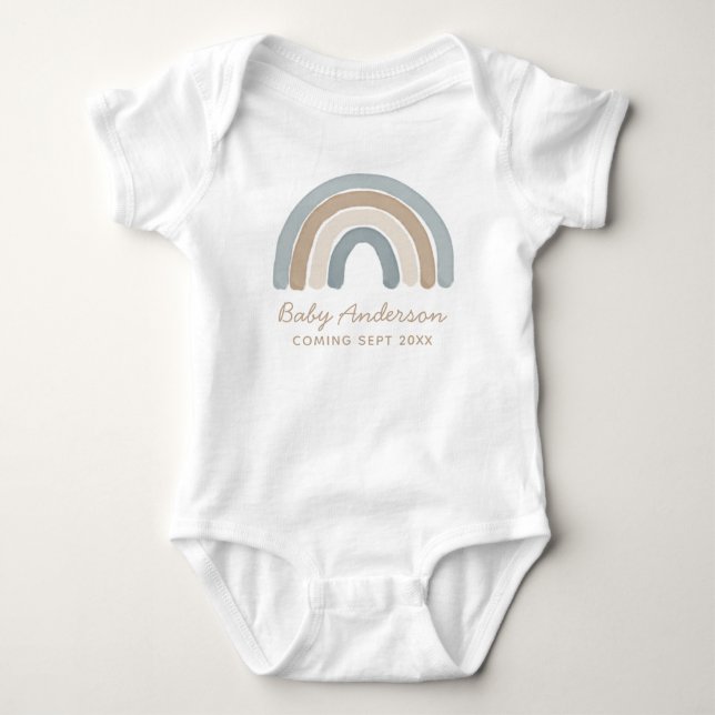 Blue Rainbow Pregnancy Ankündigung Baby Bodysuit Baby Strampler (Vorderseite)
