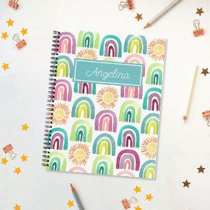 Blue Rainbows & Suns Pattern Kinder zurück zur Sch Notizbuch