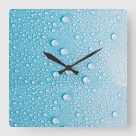 BLUE RAINDROP WET PATTER QUADRATISCHE WANDUHR