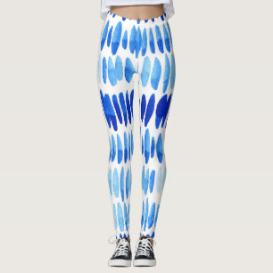 Blue Raindrops: Aquarell Nahtlos Abstrakt Leggings