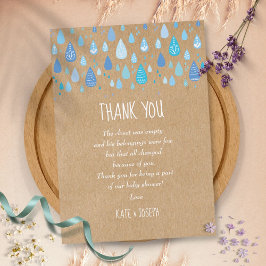 Blue Raindrops Rustic Baby Shower Danke Gedicht