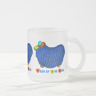 Blue Ram Chinese Year Zodiac Mattiert Glass Mattglastasse