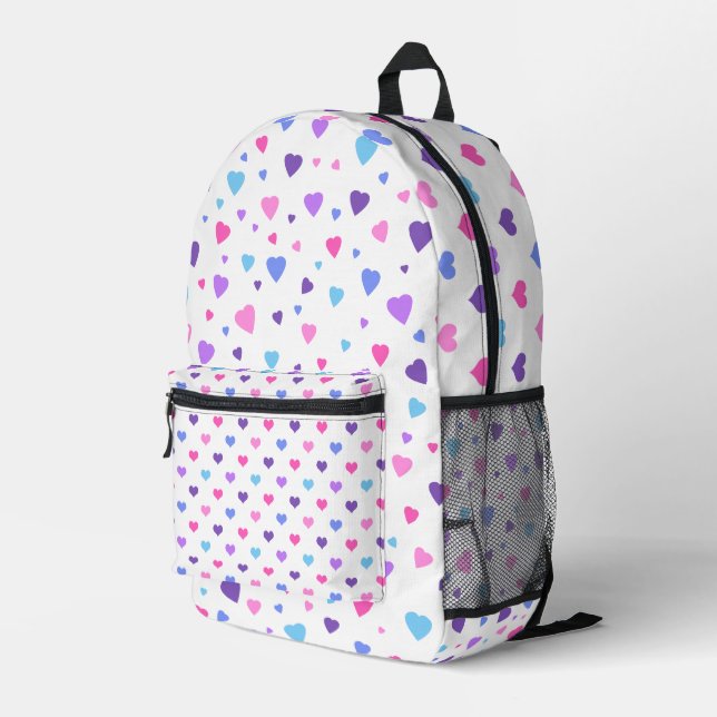 BLUE RANDOM HERZEN IN PINKEN BEDRUCKTER RUCKSACK (Rückseitige Ecke Rechts)