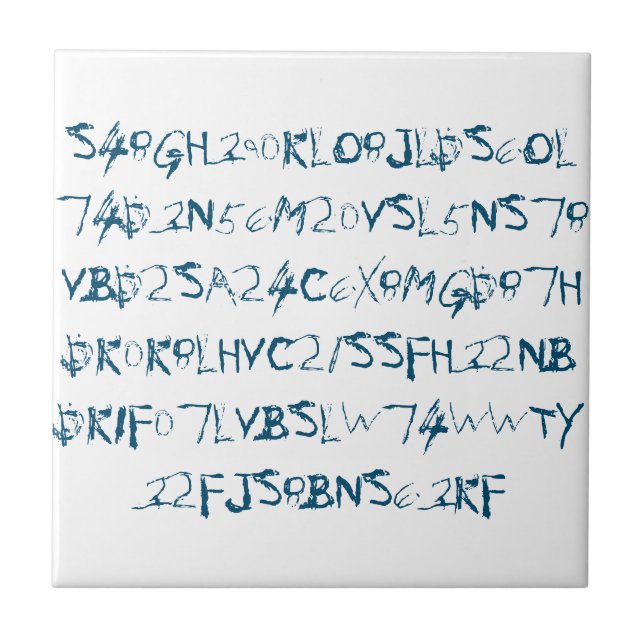 Blue Random Numbers Letters Funky Fliese (Vorderseite)