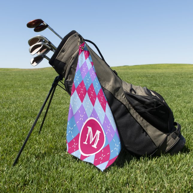 Blue Raspberry Lavender Magenta Raute Personalisie Golfhandtuch (Gras)