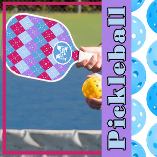 Blue Raspberry Lavender Magenta Raute Personalisie Pickleball Schläger