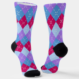 Blue Raspberry Lavender Magenta Raute Personalisie Socken
