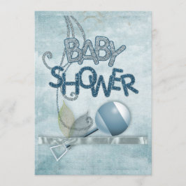 Blue Rattle Babydusche Einladung
