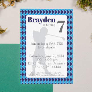 Blue Raute Golf Geburtstag Einladung