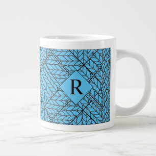 BLUE RAUTE STRICK Big Tasse + Initial