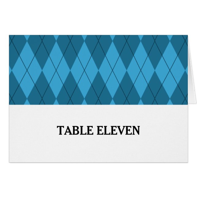 Blue Raute Tischnummer Card (Vorderseite (Horizontal))