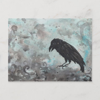 Blue Raven Crow abstrakte Postkarte