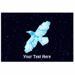 Blue Raven Fotoskulptur Magnet<br><div class="desc">A simple,  glowing,  blue-and-white line image of a Raven (Corvus corax) on a starry background image. Add your own text.</div>