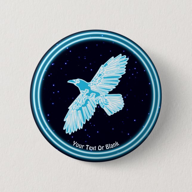 Blue Raven on Stars Button (Vorderseite)
