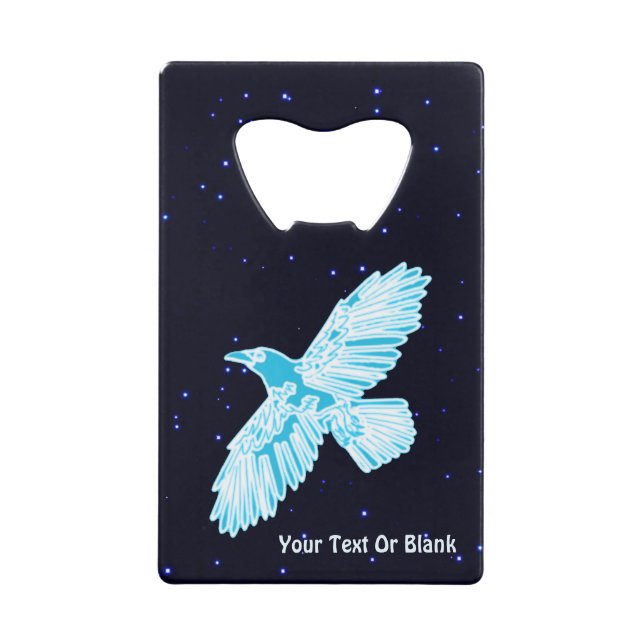 Blue Raven on Stars Geldbeutel Flaschenöffner (Vorderseite)