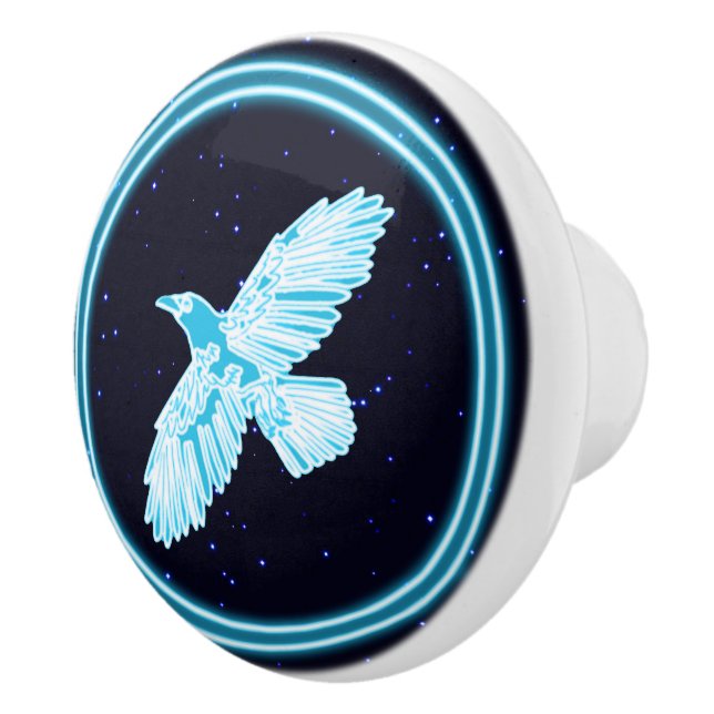 Blue Raven on Stars Keramikknauf (Rechts)