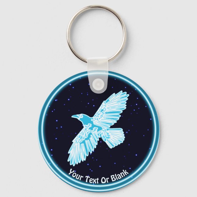 Blue Raven on Stars Schlüsselanhänger (Vorderseite)
