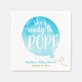 Blue Ready to Pop Balloon Baby Boy Dusche Serviette