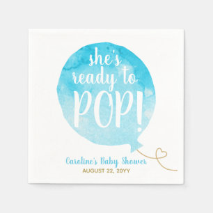 Blue Ready to Pop Balloon Baby Boy Dusche Serviette
