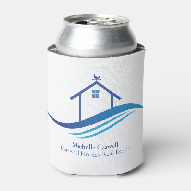 Blue Real Anwesen Company Zuhause - Modern Logo Dosenkühler (Kanne Vorderseite)