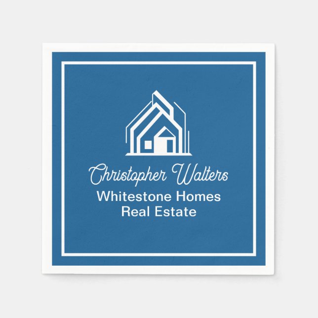 Blue Real Estate Company Custom Realtor Party Serviette (Vorderseite)