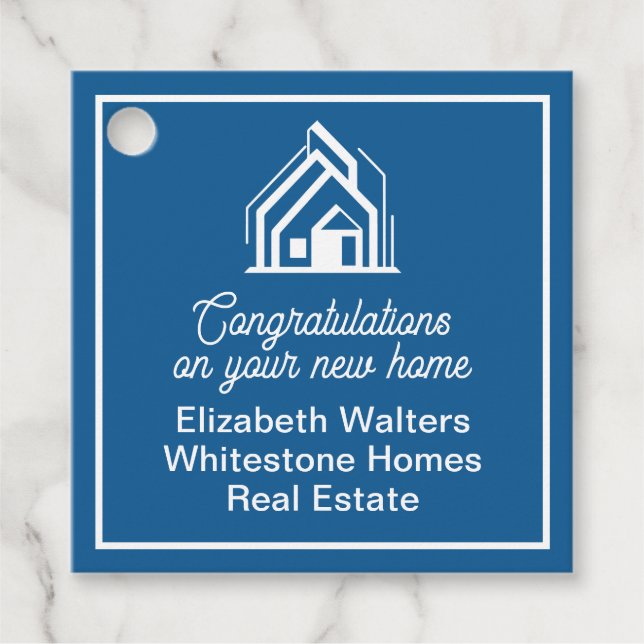 Blue Real Estate Company Customized Realtor Party Geschenkanhänger (Vorderseite)