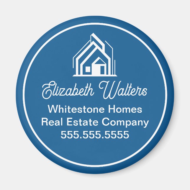Blue Real Estate Company Elegant Custom Realtor Magnet (Vorne)