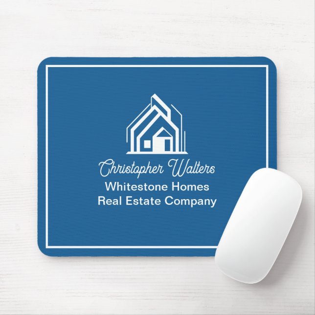 Blue Real Estate Company Personalized Realtor Mousepad (Mit Mouse)
