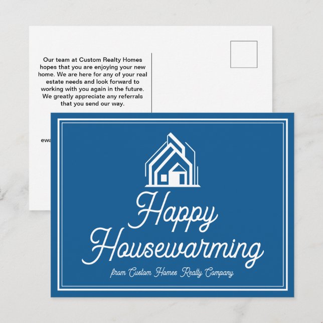 Blue Real Estate Company Personalized Realtor Postkarte (Vorne/Hinten)