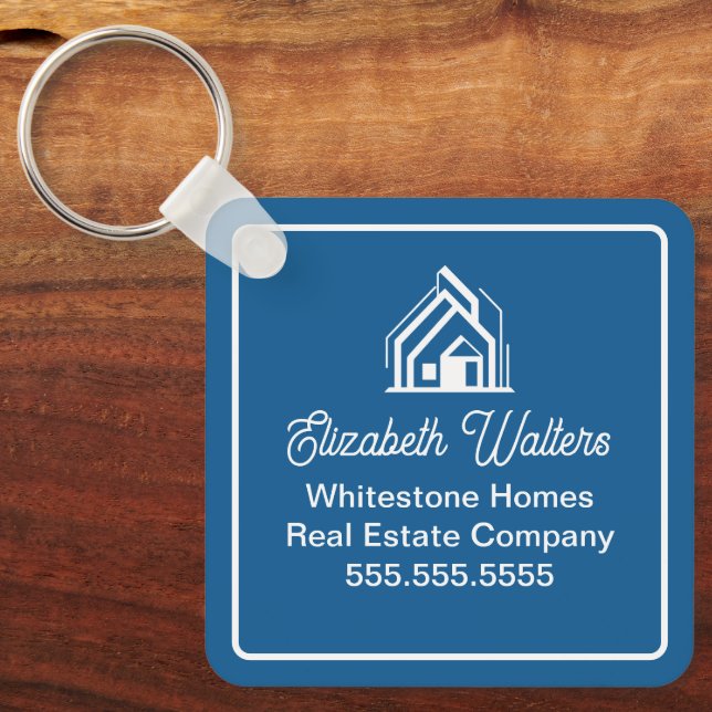 Blue Real Estate Company Personalized Realtor Schlüsselanhänger (Vorderseite)