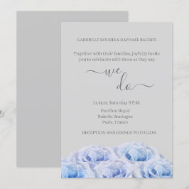 Blue Real Rose Blume Grau Elegant Wir Hochzeit Einladung