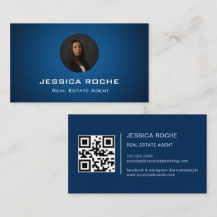 Blue Realtor Broker Real Anwesen Agent Foto QR Visitenkarte