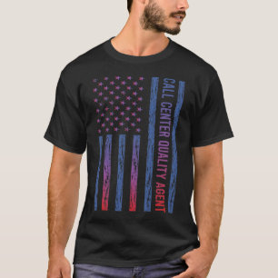 Blue Red American Flag Call Center Quality Agent T-Shirt
