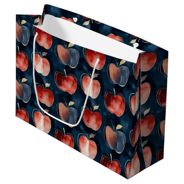 Blue Red Apples  Große Geschenktüte (Vorderseite Schrägansicht)