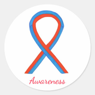 Blue & Red Awareness Ribbon Custom Sticker Decks